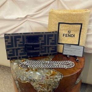Fendi Donna Zucca Wallet with Chain, Card and Dust Bag